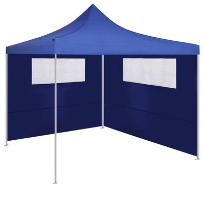 vidaXL Pared lateral de cenador con ventanas azul 6x2 m