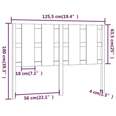 vidaXL Cabecero de cama madera maciza de pino 125,5x4x100 cm