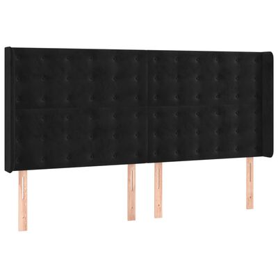 vidaXL Cama box spring colchón y LED terciopelo negro 160x200 cm