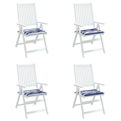 vidaXL Cojines silla jardín 4 uds tela a rayas azul y blanco 40x40x3cm