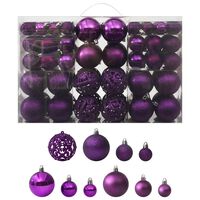 vidaXL Juego de bolas de Navidad 100 piezas morado