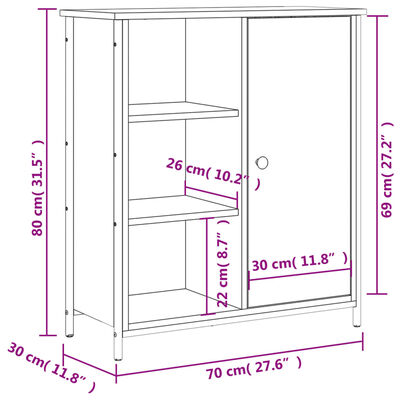 vidaXL Aparador de madera de ingeniería roble ahumado 70x30x80 cm