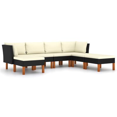 vidaXL Set de muebles de jardín 7 pzas y cojines ratán sintético negro