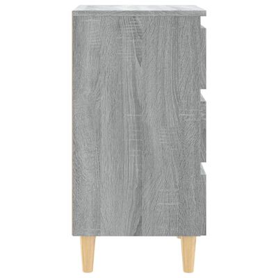 vidaXL Mesita de noche con patas madera maciza gris Sonoma 40x35x69 cm