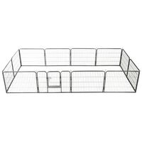 vidaXL Corral para perros 12 paneles de acero 80x60 cm negro