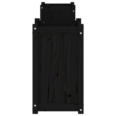 vidaXL Banco con jardineras madera maciza de pino negro 180x36x63 cm