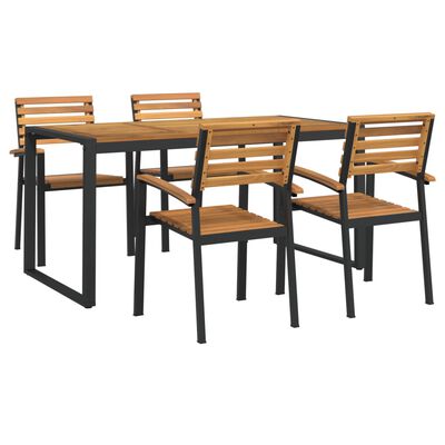 vidaXL Juego de comedor de jardín 5 pzas madera maciza acacia y metal