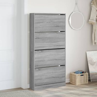 vidaXL Mueble zapatero 4 cajones abatibles gris Sonoma 80x21x163,5 cm