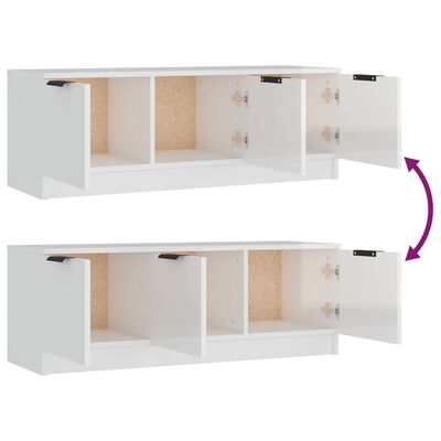 vidaXL Mueble de TV madera contrachapada blanco brillo 102x35x36,5 cm