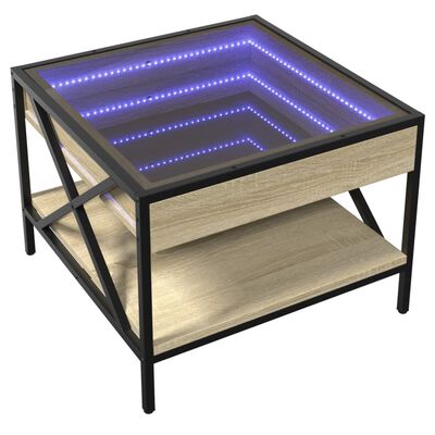 vidaXL Mesa de centro con Infinity LED roble Sonoma 50x50x38 cm