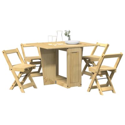 vidaXL Set comedor plegable mariposa 5 pzas Corona madera pino marrón