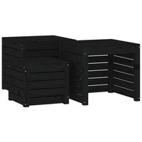 vidaXL Set de cajas de jardín 3 piezas madera maciza de pino negro