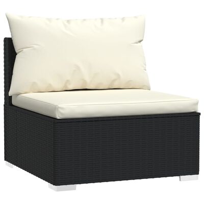 vidaXL Set de muebles de jardín 11 pzas cojines ratán sintético negro