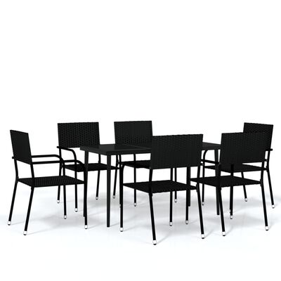 vidaXL Juego de comedor para jardín 7 piezas negro