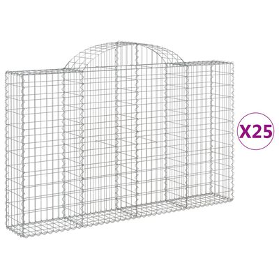 vidaXL Cestas de gaviones 25 uds forma de arco hierro 200x30x120/140cm