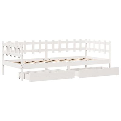 vidaXL Sofá cama con cajones madera maciza de pino blanca 90x190 cm