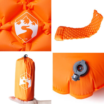 vidaXL Colchón de camping inflable con almohada 1 persona naranja