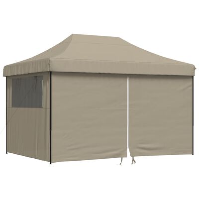 vidaXL Tienda de fiesta plegable Pop-Up con 4 paredes laterales taupe