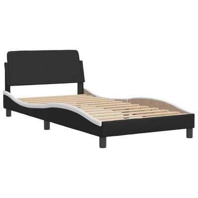 vidaXL Estructura cama con LED cuero sintético negro blanco 100x200 cm