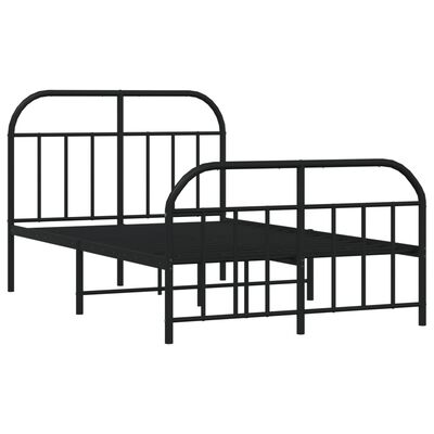 vidaXL Estructura de cama con cabecero y pie metal negro 120x190 cm