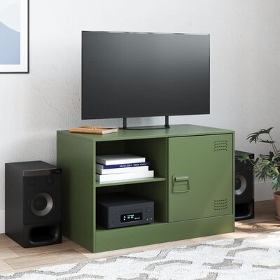 vidaXL Mueble para TV de acero verde oliva 67x39x44 cm