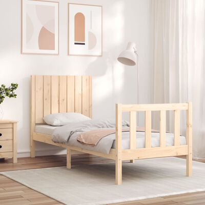 vidaXL Estructura de cama individual con cabecero madera maciza