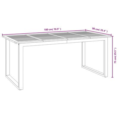 vidaXL Juego de comedor de jardín 7 pzas madera maciza acacia y metal