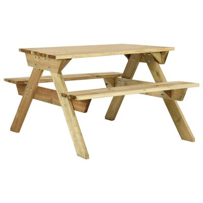 vidaXL Mesa de picnic con bancos 110x123x73 cm madera pino impregnada