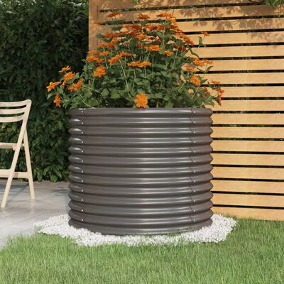 vidaXL Jardinera de acero con recubrimiento en polvo gris 80x80x68 cm