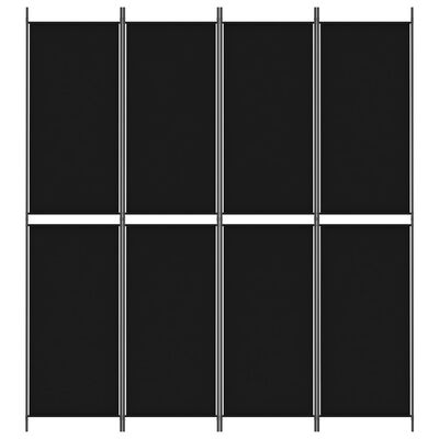 vidaXL Biombo divisor de 4 paneles de tela negro 200x220 cm