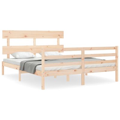 vidaXL Estructura de cama de matrimonio con cabecero madera maciza