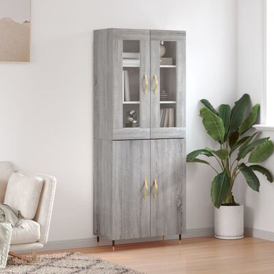 vidaXL Aparador alto madera contrachapada gris sonoma 69,5x34x180 cm