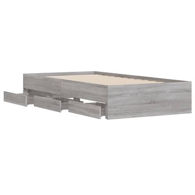 vidaXL Cama con cajones madera de ingeniería gris Sonoma 90x190 cm