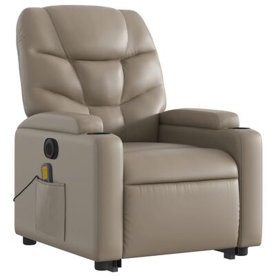 vidaXL Sillón reclinable de masaje eléctrico cuero sintético capuchino