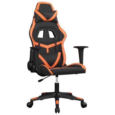 vidaXL Silla gaming cuero sintético negro y naranja