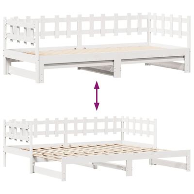 vidaXL Sofá cama nido con cajones madera maciza pino blanca 80x200 cm