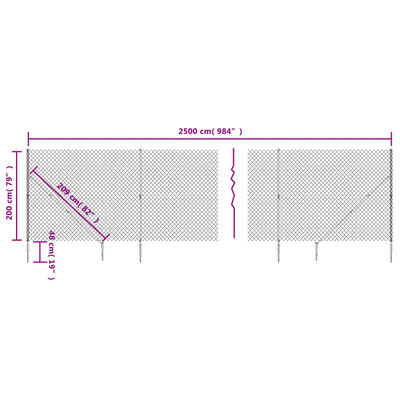 vidaXL Cerca de alambre con pinchos de anclaje verde 2x25 m