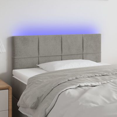 vidaXL Cabecero con LED de terciopelo gris claro 100x5x78/88 cm