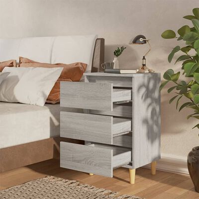 vidaXL Mesita de noche con patas madera maciza gris Sonoma 40x35x69 cm