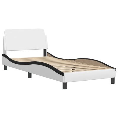 vidaXL Cama con cabecero cuero sintético blanco y negro 80x200 cm