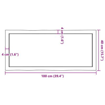 vidaXL Tablero mesa madera tratada borde natural marrón 100x40x(2-6)cm