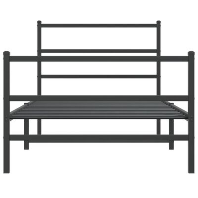 vidaXL Estructura de cama con cabecero y estribo metal negro 107x203cm