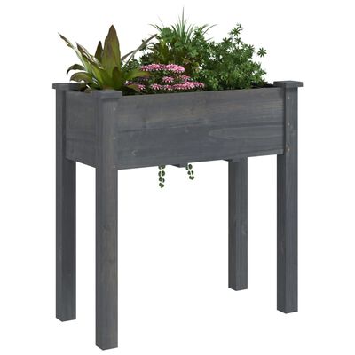 vidaXL Jardinera con forro interior madera abeto gris 71x37x76 cm