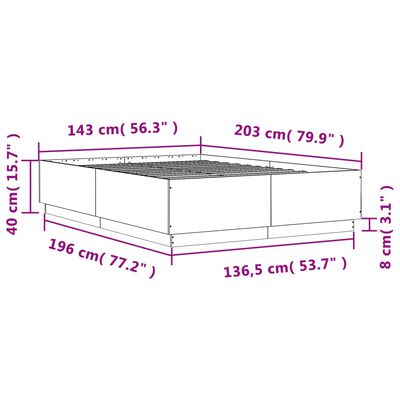 vidaXL Estructura cama con luces LED madera gris Sonoma 140x200 cm