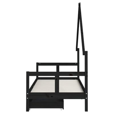 vidaXL Estructura de cama niños con cajones madera pino negro 80x200cm