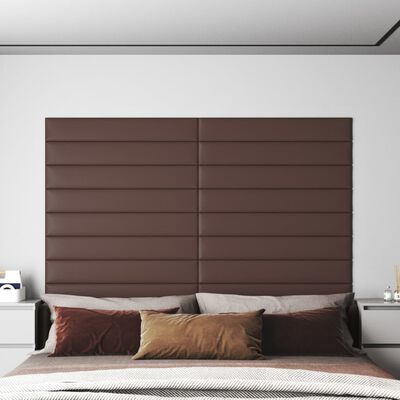 vidaXL Paneles de pared 12 uds cuero sintético marrón 90x15 cm 1,62 m²