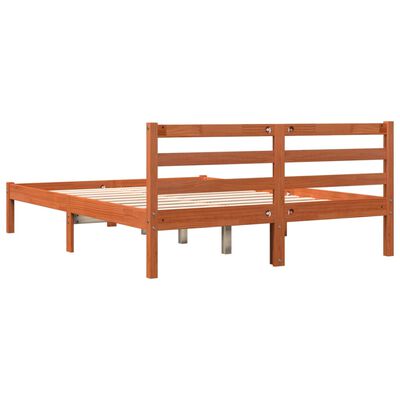 vidaXL Estructura de cama sin colchón madera maciza marrón 135x190 cm