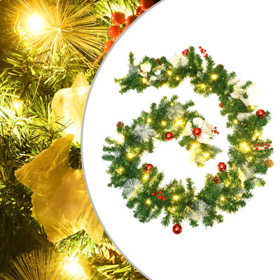 vidaXL Guirnalda de Navidad con luces LED PVC verde 2,7 m