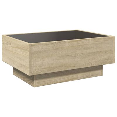 vidaXL Mesa de centro y LED madera ingeniería roble Sonoma 70x50x30 cm