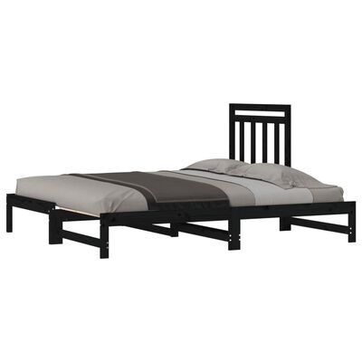 vidaXL Sofá cama extraíble madera maciza de pino negro 2x(90x200) cm